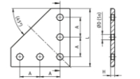 1.47.50909L - Verbindingsplaat, L, 90x90