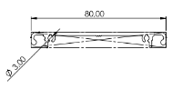 1.19.2080D - aluminium E-kanaal, deksel 80 Tekening