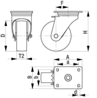 1.45.22125 - Zwenkwiel met een montageplaat Ø125