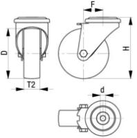 1.45.31075 - Zwenkwiel met boutgat en rem, ø75