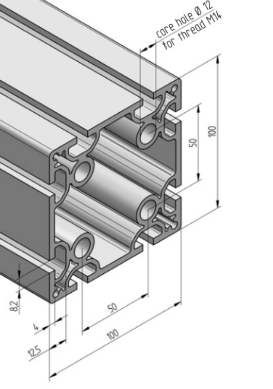 1.11.100100.83W - 100 x 100 profiel 8E